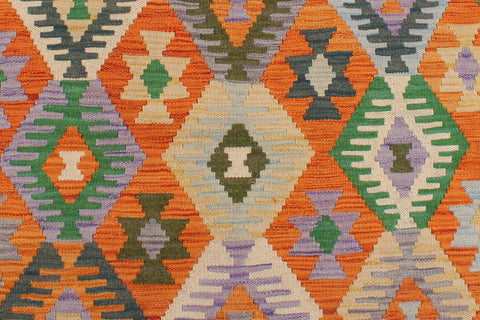 handmade Geometric Kilim Rust Blue Hand-Woven RECTANGLE 100% WOOL area rug 5x6