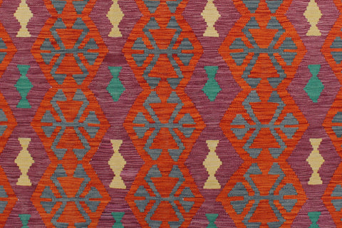 handmade Geometric Kilim Rust Beige Hand-Woven RECTANGLE 100% WOOL area rug 6 x 8