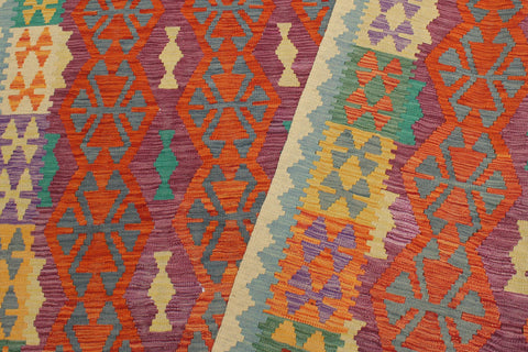 handmade Geometric Kilim Rust Beige Hand-Woven RECTANGLE 100% WOOL area rug 6 x 8