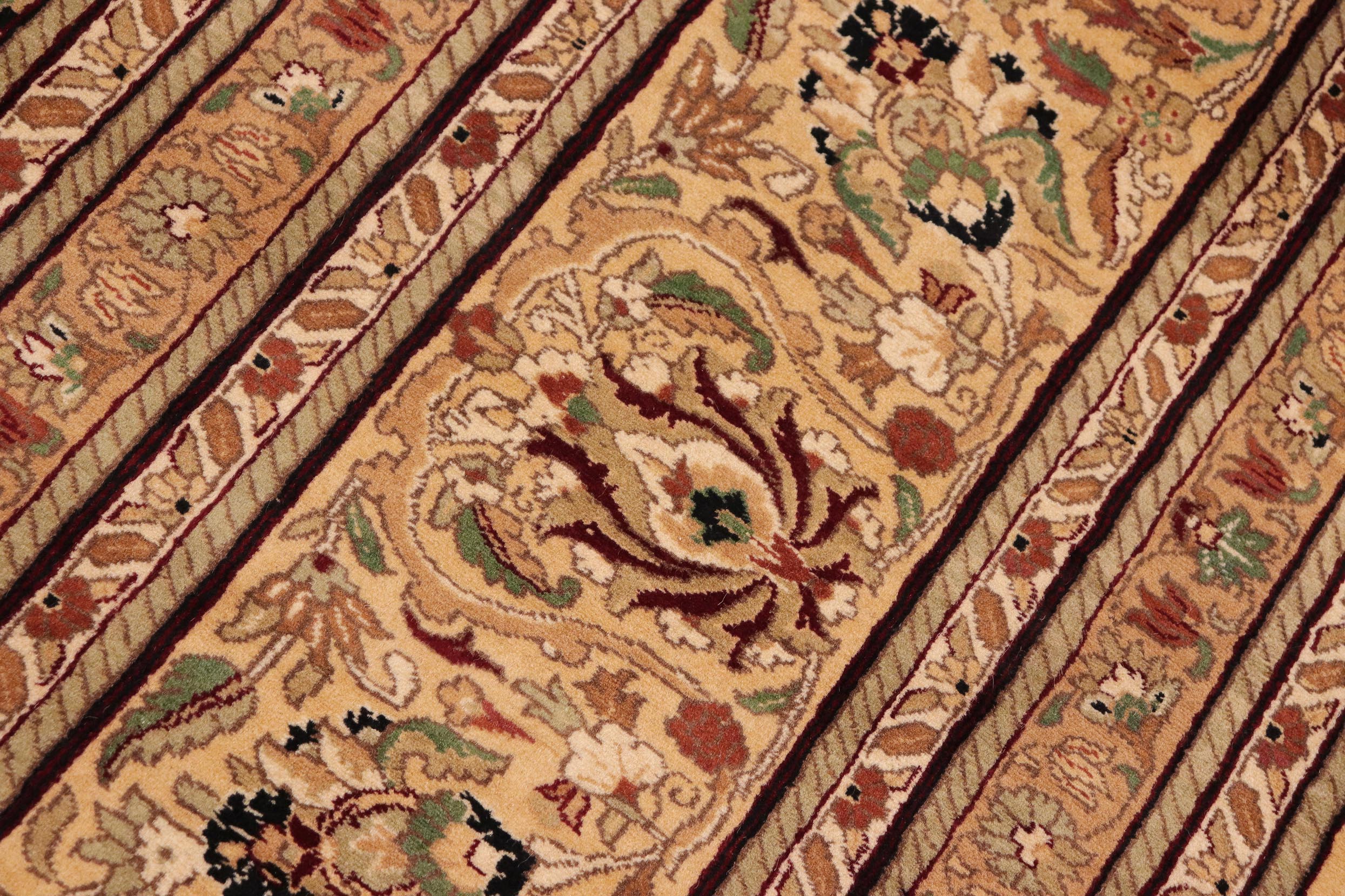 handmade Traditional Lahore Gold Beige Hand Knotted RECTANGLE 100% WOOL area rug 10x15