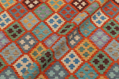 handmade Geometric Kilim Rust Beige Hand-Woven RECTANGLE 100% WOOL area rug 6 x 8