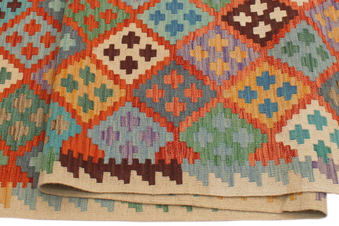 handmade Geometric Kilim Rust Beige Hand-Woven RECTANGLE 100% WOOL area rug 6 x 8