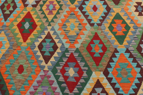 handmade Geometric Kilim Red Blue Hand-Woven RECTANGLE 100% WOOL area rug 6 x 8