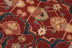 handmade Traditional Lahore Drk. Red Blue Hand Knotted RECTANGLE 100% WOOL area rug 10x14