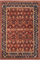 handmade Traditional Lahore Drk. Red Blue Hand Knotted RECTANGLE 100% WOOL area rug 10x14