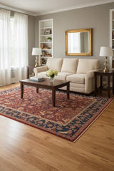 Turkish Knotted Istanbul Melba Drk. Red/Blue Wool Rug - 10'0''X13'8''