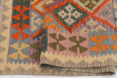 handmade Geometric Kilim Rust Beige Hand-Woven RECTANGLE 100% WOOL area rug 4 x 5