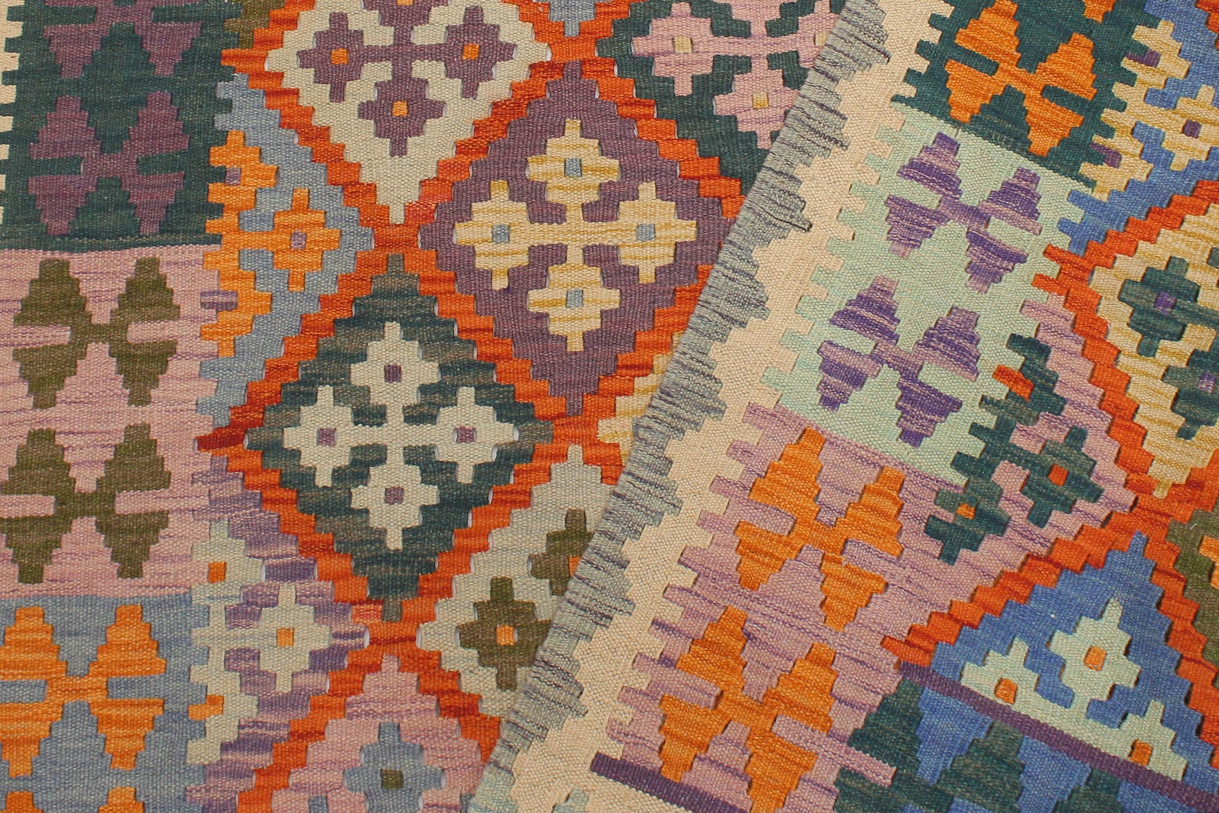 handmade Geometric Kilim Rust Beige Hand-Woven RECTANGLE 100% WOOL area rug 4 x 5