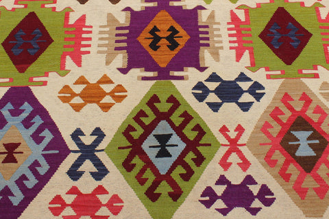 handmade Geometric Kilim Beige Red Hand-Woven RECTANGLE 100% WOOL area rug 6 x 8