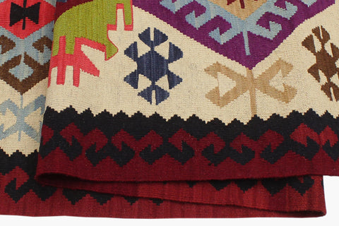 handmade Geometric Kilim Beige Red Hand-Woven RECTANGLE 100% WOOL area rug 6 x 8