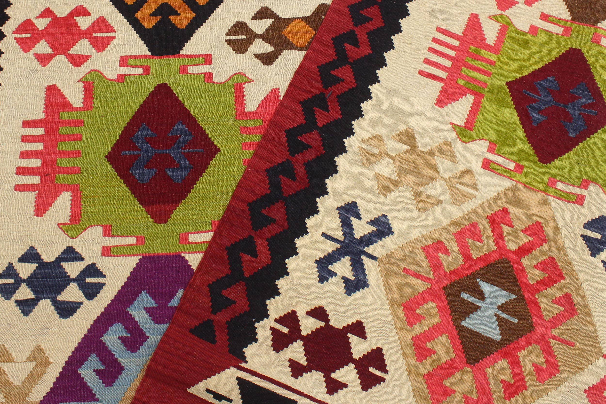 handmade Geometric Kilim Beige Red Hand-Woven RECTANGLE 100% WOOL area rug 6 x 8