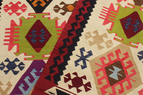 handmade Geometric Kilim Beige Red Hand-Woven RECTANGLE 100% WOOL area rug 6 x 8