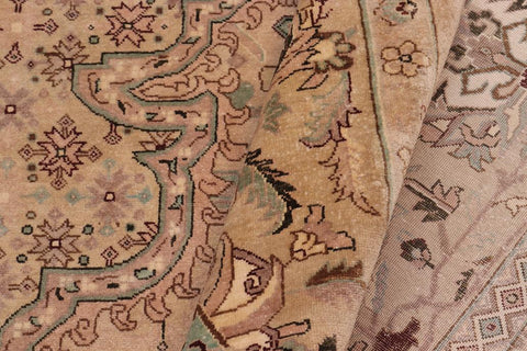 handmade Traditional  Tan Gold Hand Knotted RECTANGLE 100% WOOL area rug 10'X14'