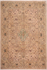 handmade Traditional  Tan Gold Hand Knotted RECTANGLE 100% WOOL area rug 10'X14'