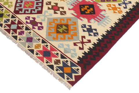 handmade Geometric Kilim Beige Red Hand-Woven RECTANGLE 100% WOOL area rug 4 x 6