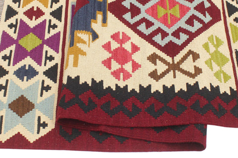 handmade Geometric Kilim Beige Red Hand-Woven RECTANGLE 100% WOOL area rug 4 x 6