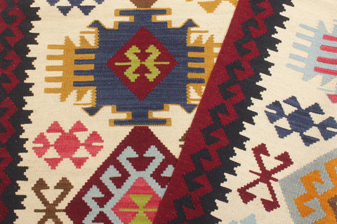 handmade Geometric Kilim Beige Red Hand-Woven RECTANGLE 100% WOOL area rug 4 x 6