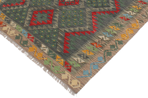 handmade Geometric Kilim Beige Brown Hand-Woven RECTANGLE 100% WOOL area rug 4' x 6'