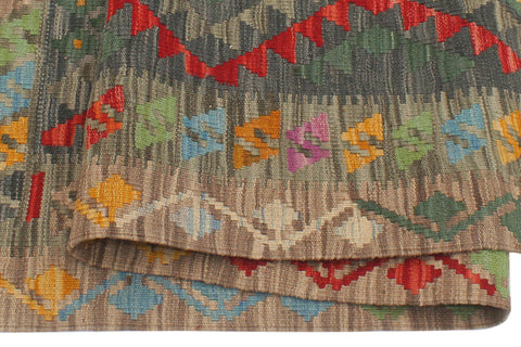 handmade Geometric Kilim Beige Brown Hand-Woven RECTANGLE 100% WOOL area rug 4' x 6'