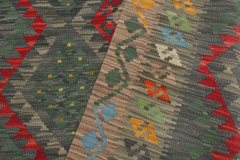 handmade Geometric Kilim Beige Brown Hand-Woven RECTANGLE 100% WOOL area rug 4' x 6'