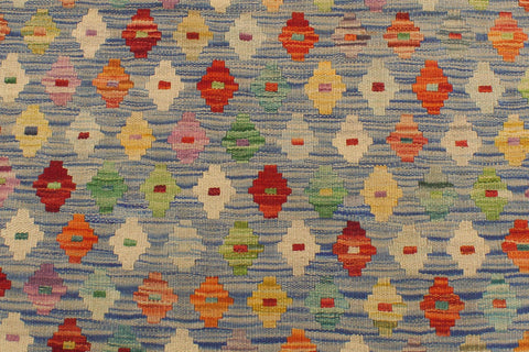 handmade Modern Kilim Blue Rust Hand-Woven RECTANGLE 100% WOOL area rug 3x5