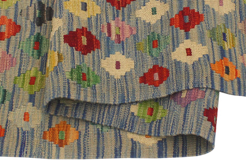 handmade Modern Kilim Blue Rust Hand-Woven RECTANGLE 100% WOOL area rug 3x5