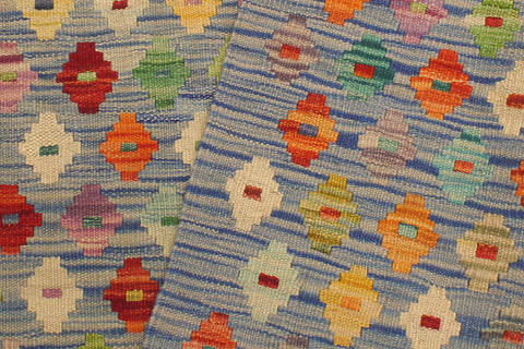 handmade Modern Kilim Blue Rust Hand-Woven RECTANGLE 100% WOOL area rug 3x5