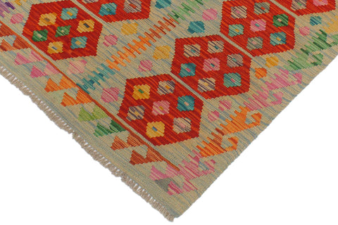 handmade Geometric Kilim Blue Rust Hand-Woven RECTANGLE 100% WOOL area rug 3 x 5