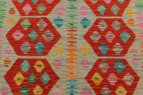 handmade Geometric Kilim Blue Rust Hand-Woven RECTANGLE 100% WOOL area rug 3 x 5