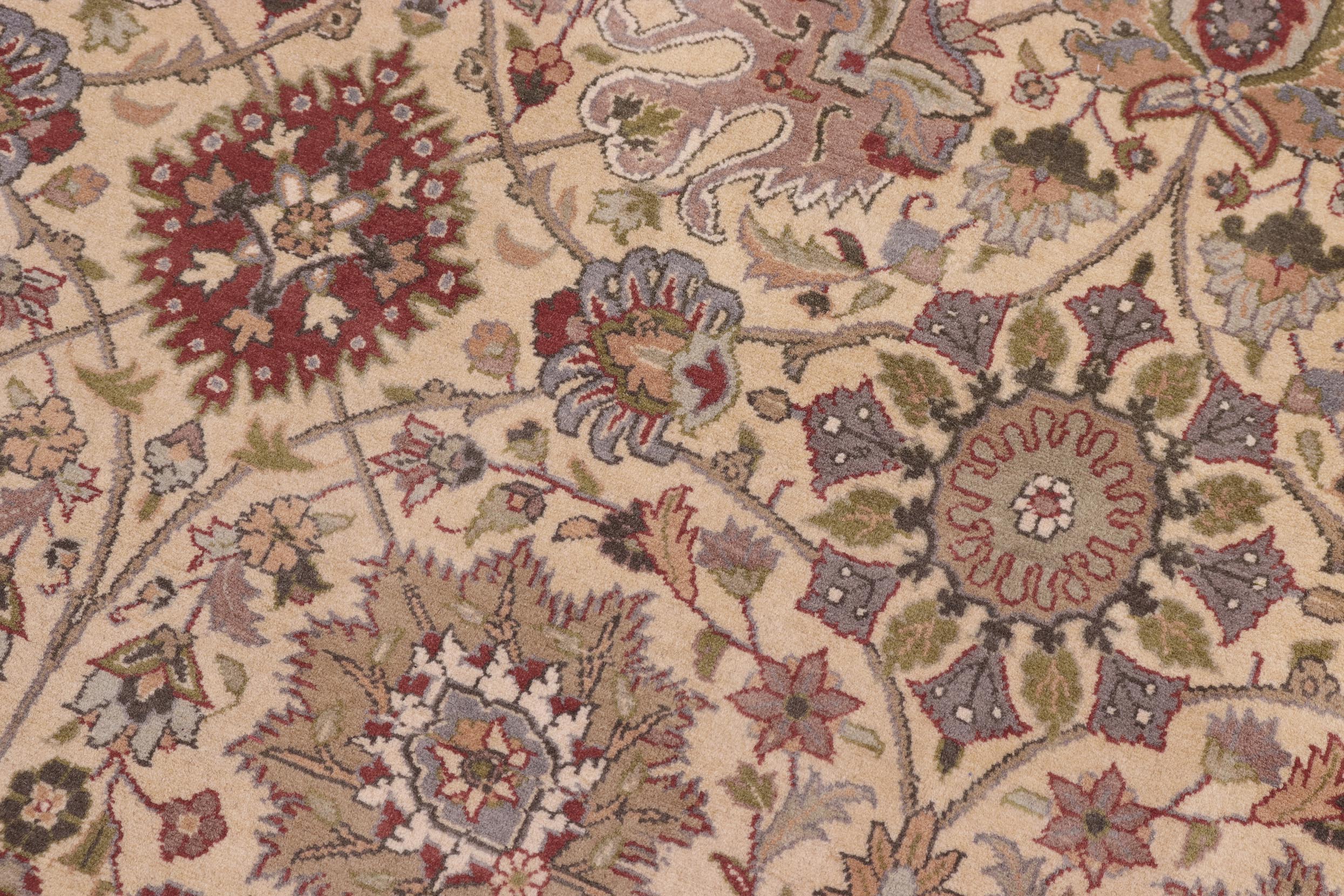 handmade Transitional Tabriz Gold Green Hand Knotted RECTANGLE 100% WOOL area rug 10x14