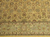 handmade Traditional Tabriz Gold Green Hand Knotted RECTANGLE 100% WOOL area rug 10x14