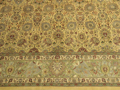 handmade Traditional Tabriz Gold Green Hand Knotted RECTANGLE 100% WOOL area rug 10x14