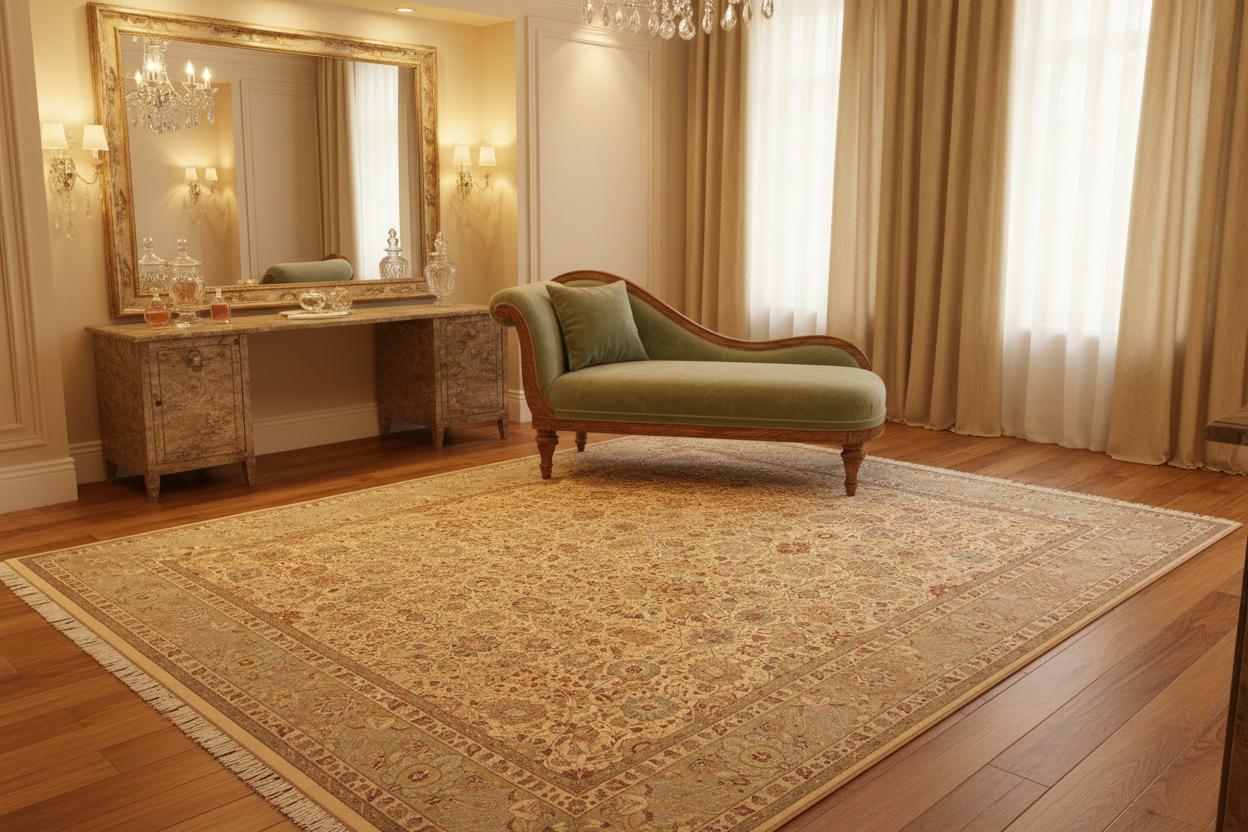 handmade Transitional Tabriz Gold Green Hand Knotted RECTANGLE 100% WOOL area rug 10x14
