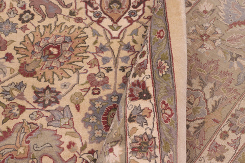 handmade Transitional Tabriz Gold Green Hand Knotted RECTANGLE 100% WOOL area rug 10x14