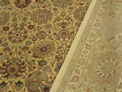 handmade Traditional Tabriz Gold Green Hand Knotted RECTANGLE 100% WOOL area rug 10x14