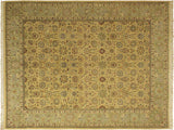 handmade Traditional Tabriz Gold Green Hand Knotted RECTANGLE 100% WOOL area rug 10x14