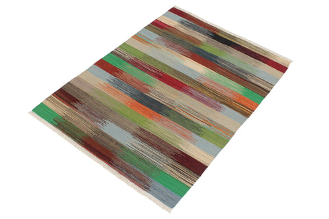 handmade Modern Kilim Blue Gray Hand-Woven RECTANGLE 100% WOOL area rug 3x4