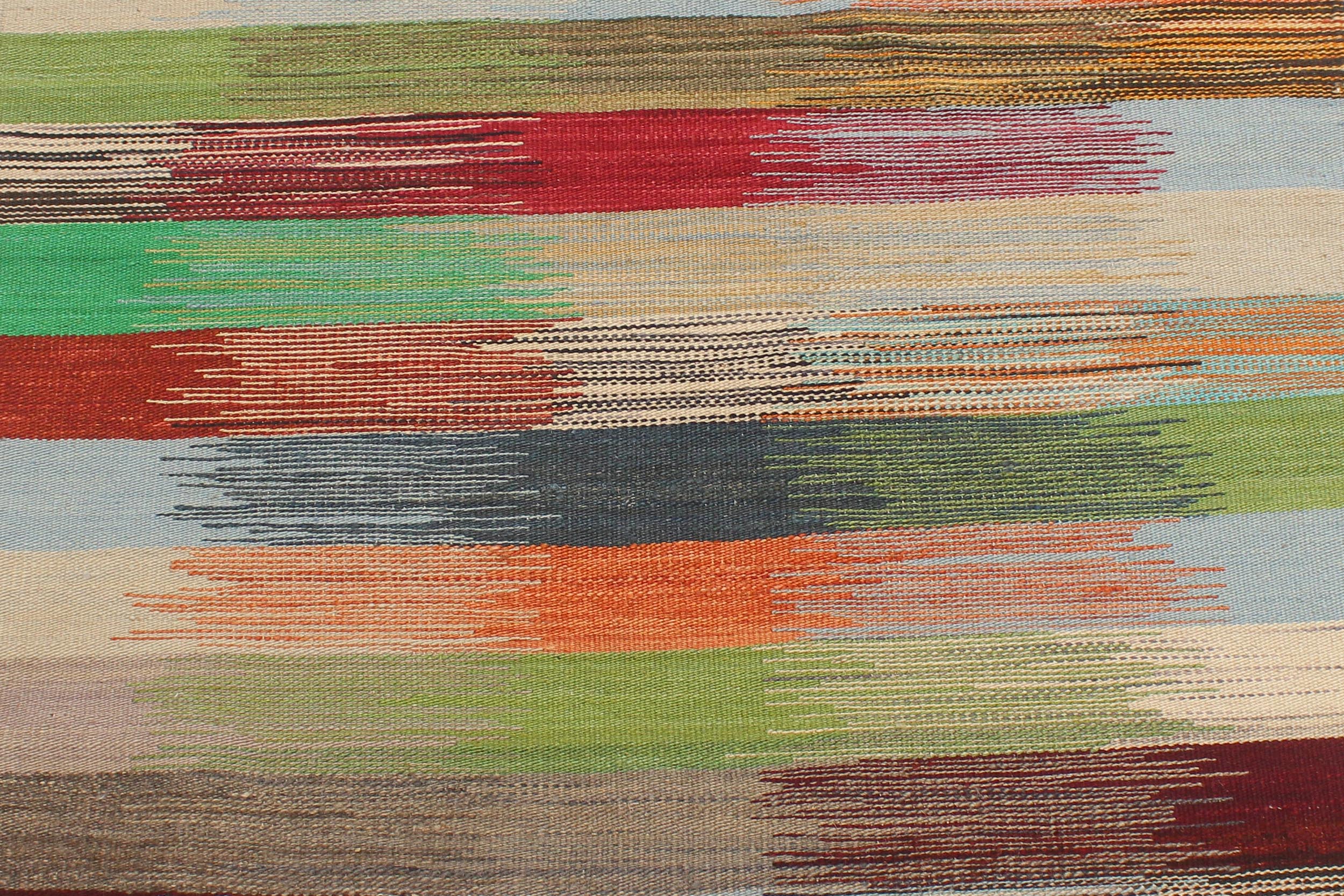 handmade Modern Kilim Blue Gray Hand-Woven RECTANGLE 100% WOOL area rug 3x4