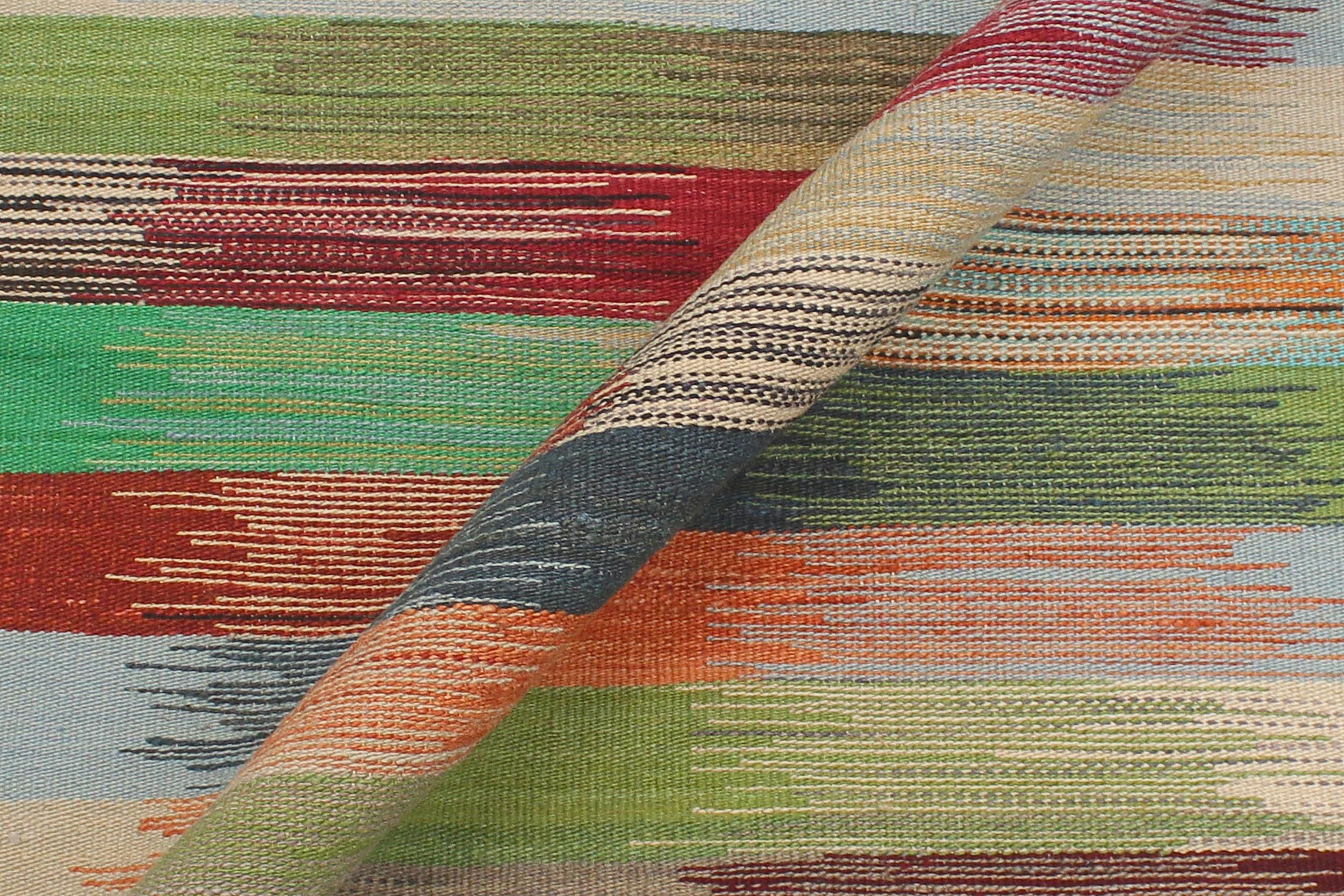 handmade Modern Kilim Blue Gray Hand-Woven RECTANGLE 100% WOOL area rug 3x4