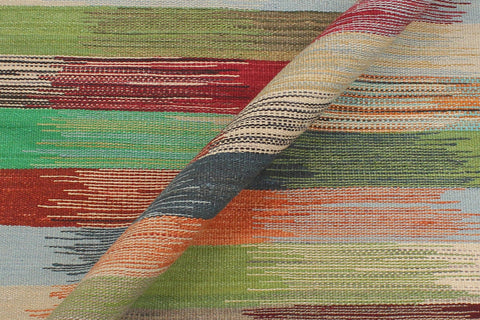 handmade Modern Kilim Blue Gray Hand-Woven RECTANGLE 100% WOOL area rug 3x4