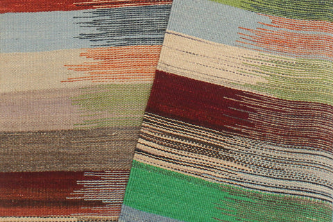 handmade Modern Kilim Blue Gray Hand-Woven RECTANGLE 100% WOOL area rug 3x4