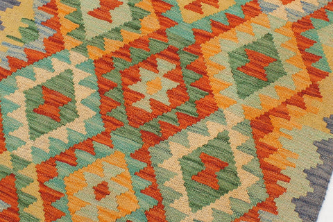 handmade Geometric Kilim Rust Blue Hand-Woven RUNNER 100% WOOL area rug 2 x 6