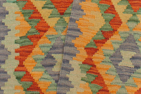 handmade Geometric Kilim Rust Blue Hand-Woven RUNNER 100% WOOL area rug 2 x 6