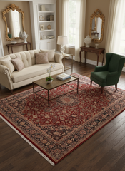 Kazveen Heritage Nettie Red/Blue Wool&Silk Rug - 10'1''X14'1''