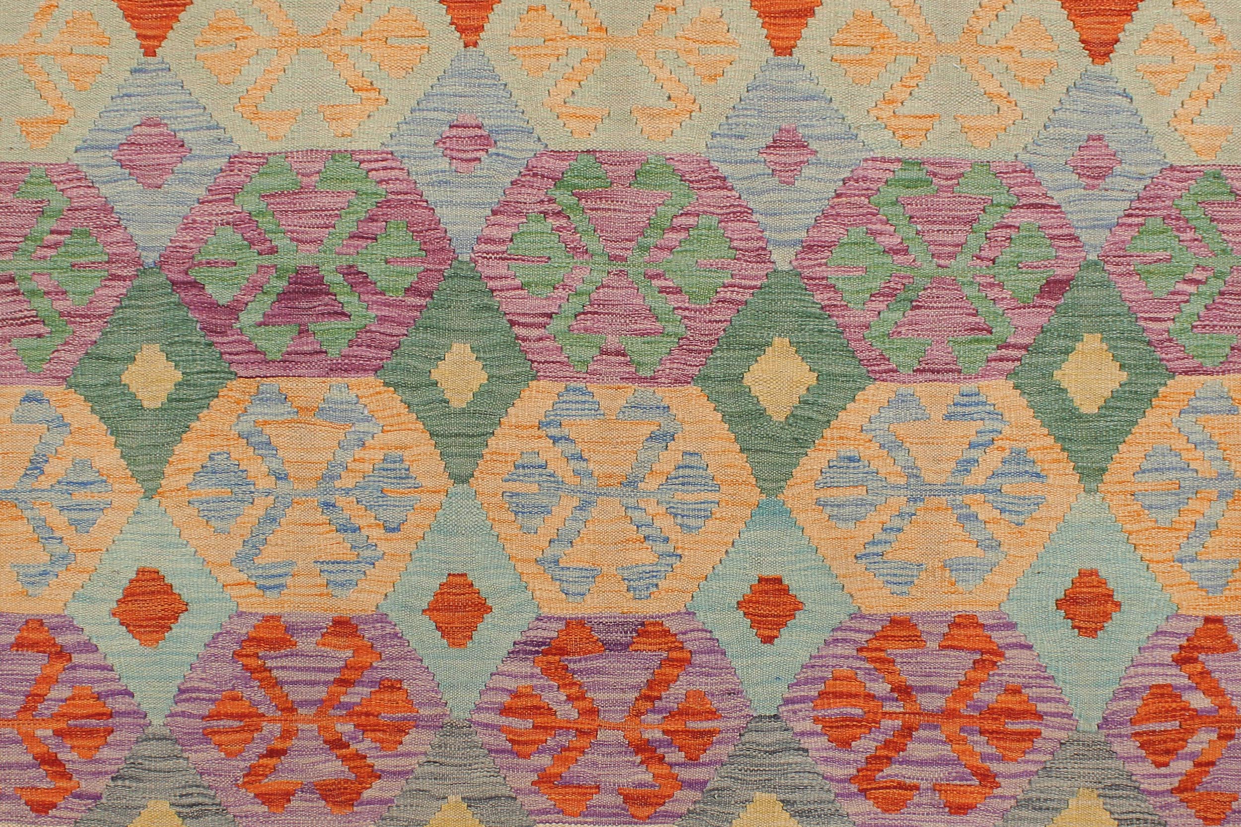 handmade Geometric Kilim Blue Gray Hand-Woven RECTANGLE 100% WOOL area rug 5 x 7