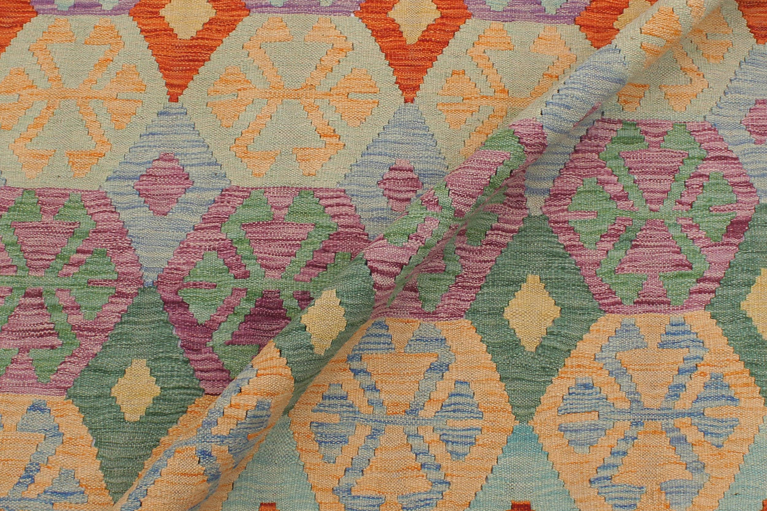 handmade Geometric Kilim Blue Gray Hand-Woven RECTANGLE 100% WOOL area rug 5 x 7