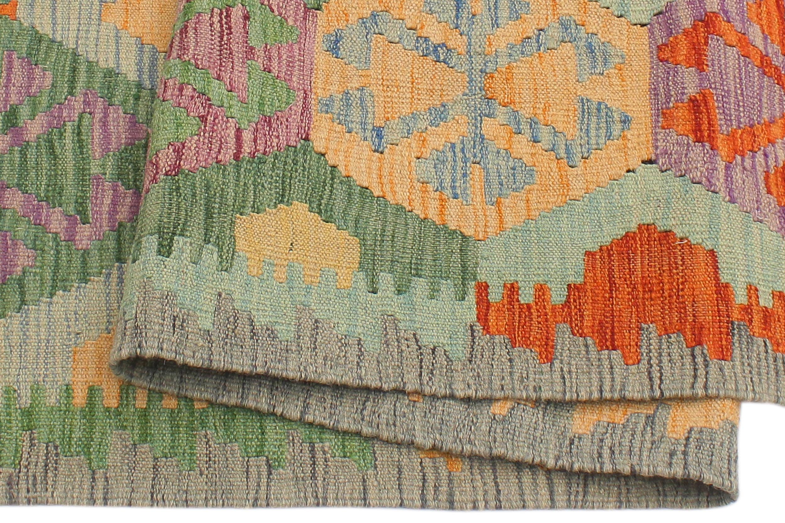 handmade Geometric Kilim Blue Gray Hand-Woven RECTANGLE 100% WOOL area rug 5 x 7