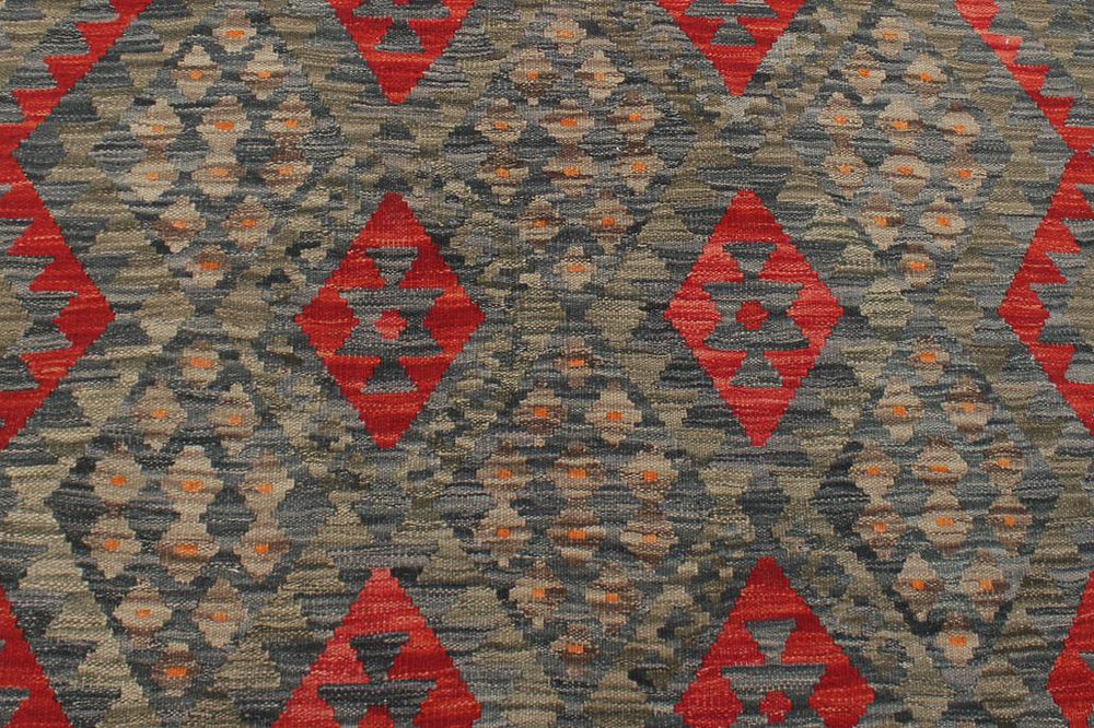 Flat Weave Kilim Antique Navaho Vintage handmade Geometric Kilim Charcoal Red Hand-Woven Rectangle 100% Wool Area Rug 5x7 