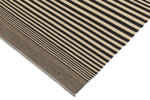 handmade Modern Kilim Beige Black Hand-Woven RECTANGLE 100% WOOL area rug 6 x 8