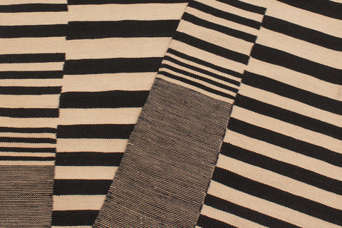 handmade Modern Kilim Beige Black Hand-Woven RECTANGLE 100% WOOL area rug 6 x 8